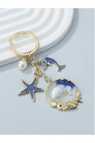 VEYA Bohemian-themed keychain with nautical designs — seashell, starfish, dolphin and cute pearl beads