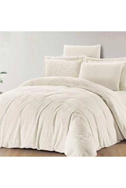 Reiashn Rana velvet faux fur bedspread, off-white winter color, double size