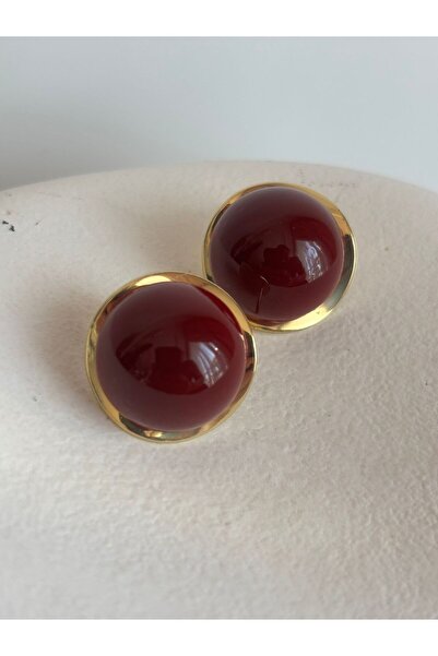 BHR AKSESUAR Burgundy Retro Earrings