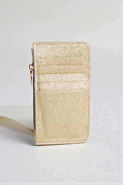 dericom Gold Simli Kadın Mini Cüzdan – Çıtçıtlı, Kağıt Para ve Kart Bölmeli