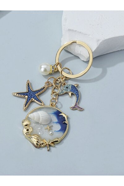 VEYA Bohemian-themed keychain with nautical designs — seashell, starfish, dolphin and cute pearl beads