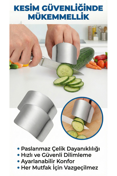 sonx Stainless Steel Kitchen Finger Protector - Adjustable Safe Cutting and Chopping Attachment