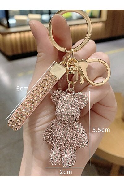VEYA Luxury crystal-encrusted bear keychain – a unique accessory for bags and cars