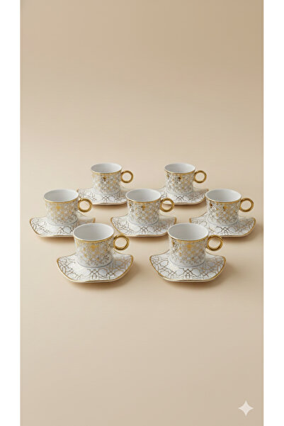 Paçi yaldızlı lina 6'lı kahve fincanı