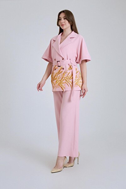 Zeyn KADIN ÜÇLÜ TAKIM DESENLİ GENİŞ PAÇA RAHAT KESİM ŞIK GİYİM