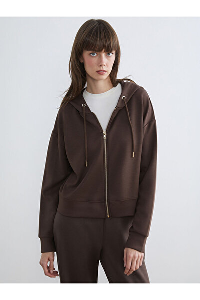 LC Waikiki Seasonal Deals from Rmz Clothing Brown Ka Hooded Adın Zippered Swe...