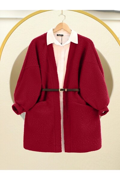 HİJABAYA Cepli Balon Kol Oversize Buklet Ceket