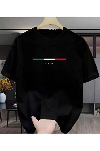 LELVANİ TRICOU UNISEX NEGRU-ALB CU IMPRIMARE ITALIA