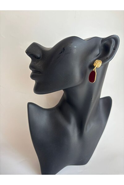 BHR AKSESUAR Burgundy Dangle Retro Earrings