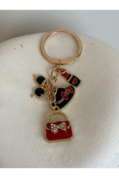 BHR AKSESUAR Lipstick Bag Hat Glasses Figured Keychain (8 cm)