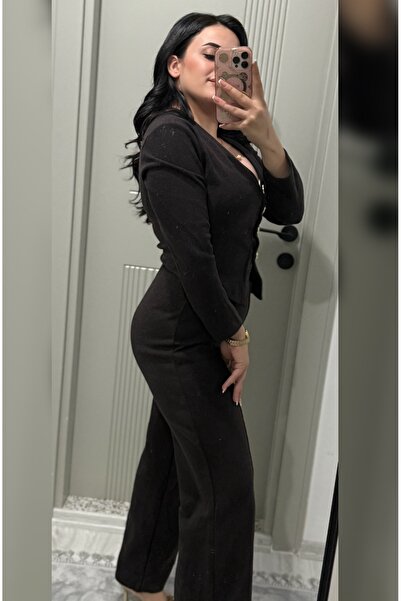 Maison MeDa Women's Corded Fabric Fabric Bottom-Top Two-Piece Set |   Slim Wa...