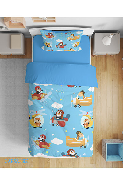 Erays Home Airplane and Animals Themed 3D Digital Printed Single-Person Sheet...