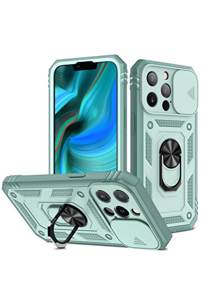 OEM Husă compatibilă cu iPhone 13 Pro max 6,7 inch, antișoc, cu suport, verde