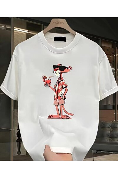 LELVANİ TRICOU UNISEX CU IMPRIMEU PANTERĂ ROZ NEGRU ALB