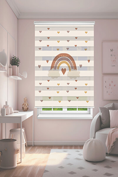 Perdecizade (ENXBOY)KAHVERENGİ GÖKKUŞAĞI DİJİTAL BASKILI ZEBRA PERDE-COCUK OD...