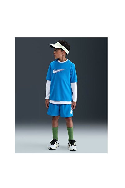 Nike Multi Dri-Fit Short Unisex Children's Blue Sports Shorts - Hf9121-435