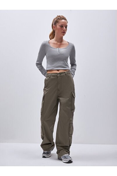 Ltb Straight Leg Cargo Gabardine Green Trousers