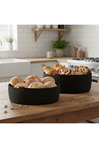Comfort Craft Natural Jute 2-Piece Bread Basket Set - Bathroom and Kitchen Organizer - Multi-Purpose Wicker Organizer
