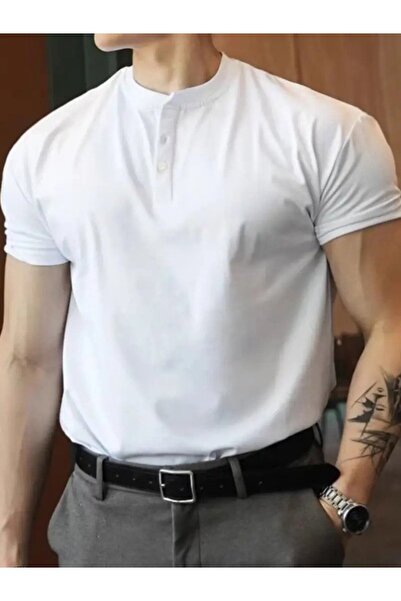 Wear Up Men's Short Sleeve Judge Collar Button Front Viscose T-Shirt