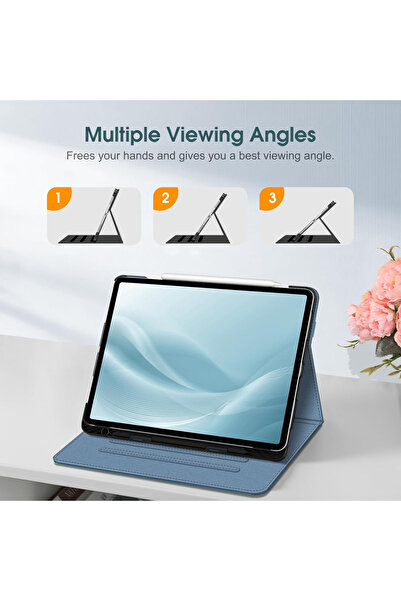 OEM IPad Air 13 inch (2025/2024) M3/M2 Tablet Case, Multi-angle Viewing Stand, Pencil Pocket and Holder