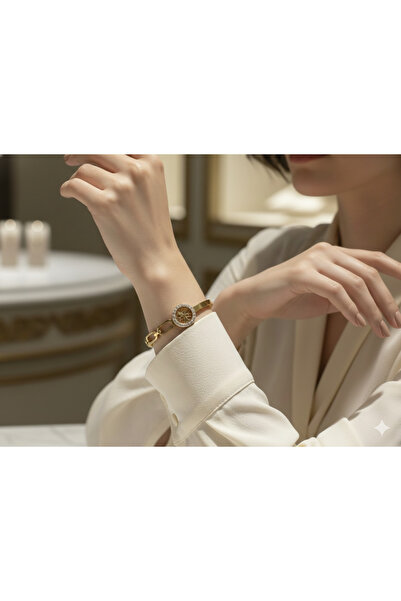 stainless steell Hayat Ağacı Temalı Altın Tonu Bileklik