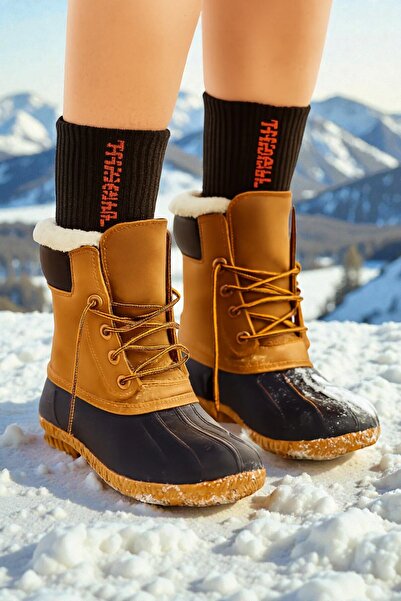 Esinti Men's Black Thermal Socks Long Men's Towel Thermal Socks Set (41-45)