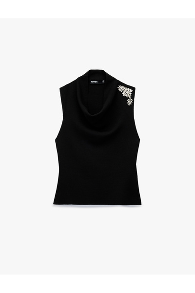 Koton Sleeveless Degaje Mock Neck Stone Tricot Blouse