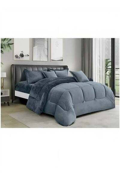 MİNG Lİ Royal 6-piece Reversible Winter Bedspread King 220x240 cm Gray