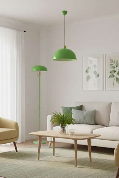 Luzarana Porto Metal Gövde Yeşil Renkli Tekli Avize Sarkıt Salon Mutfak Ofis ...