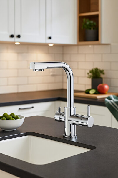 GMS MOZAİK MİX 3 YOLLU ARITMALI EVYE BATARYASI MUTFAK ÇEŞMESİ KROM