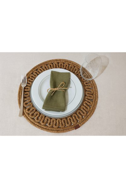 Efuliz Home Jute Straw Natural American Serving Platter Handmade Handmade Patterned Washable Table Serving Platter