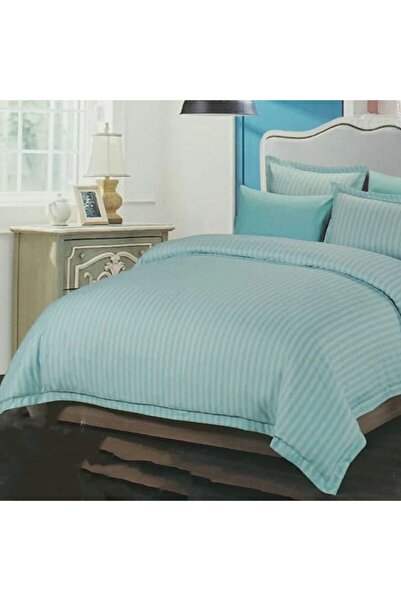 Reiashn Hotel-style striped duvet cover, summer green, double