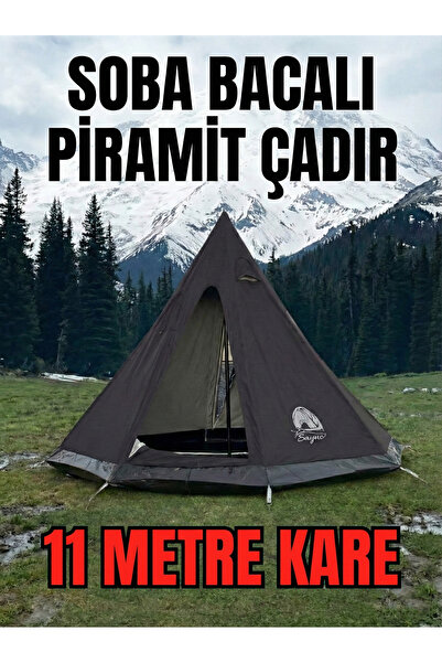 İSPİRİZ Soba Bacalı Kızılderili Tipi Kamp Çadırı - Su Geçirmez 4 Mevsim Bushcraft & Hot Tent
