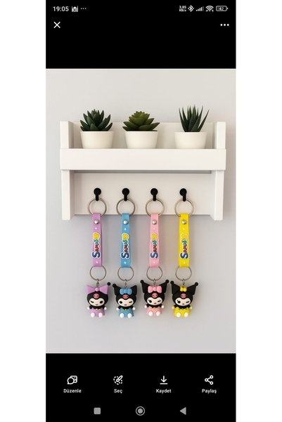 İZMİR.ACCESSORİZE TAKI & BİJUTERİ & AKSESUAR Sanrio kuromi 3d silicone purple keychain & bag ornament, cute accessory