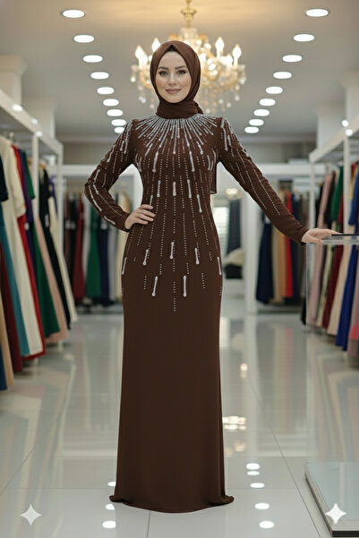 Ayşe Tesettür Tesettür Simli Nişan Abiye Elbise Zarif Taş Detaylı Şık Gece Davet Kombin Tasarımı