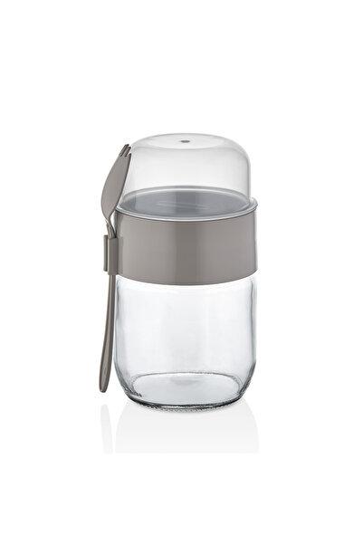 AKTEZ-EL Glass Yogurt Container Qlux Glass Yogurt Muesli Portion Container Meal Container C-00538 Bpa Free with Fork