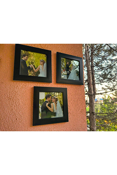 Anka Anı Fotoğraflı-Camlı Kare Çerçeve 3'lü Set