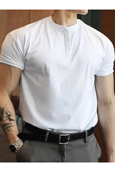 Wear Up Men's Short Sleeve Judge Collar Button Front Viscose T-Shirt