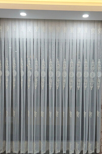 Ta-Ha Perde ve Halı 1-3 Fold Pleated Pearl Damask Titi Floor Thin Linen Textured Tulle Curtain, High Quality Tulle Curtain