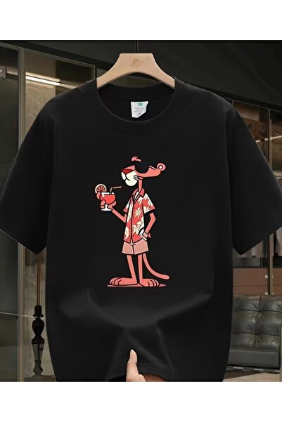 LELVANİ TRICOU UNISEX CU IMPRIMEU PANTERĂ ROZ NEGRU ALB