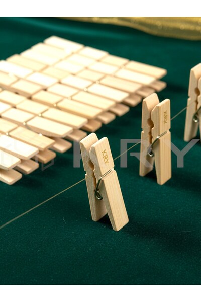 KRY 20’li Bambu Mandal Seti – Doğal Ahşap Çamaşır Mandalı 2x2x5 cm Dayanıklı Klips