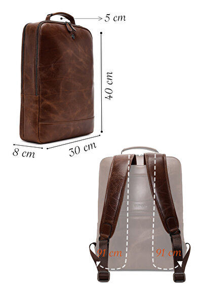 Derimod Men's Brown Leather Backpack 25Wbd3535Cr