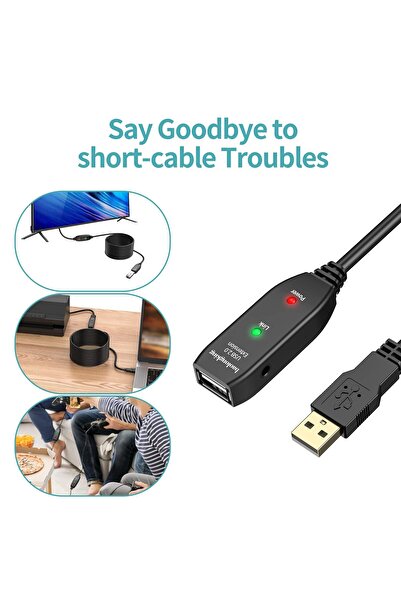 OEM 10m extension cable, active USB 2.0 repeater, with signal amplifier