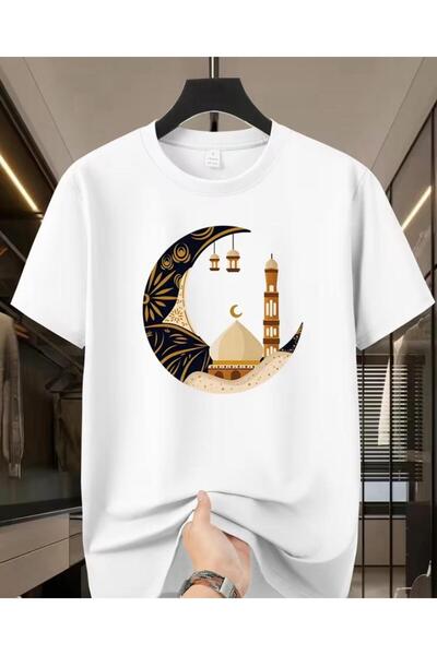 LELVANİ Μπλουζάκι με σχέδιο φεγγάρι και μοτίβο τζαμιού, μαύρο και λευκό