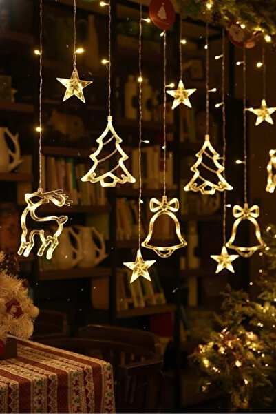 Kokoş Parti Yılbaşı Geyik, Çan ve Çam Ağaçlı Perde Led Işık • Parti Led Perde...