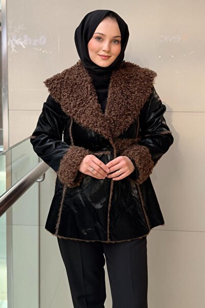 Ghisa Fur Leather Combination Short Coat