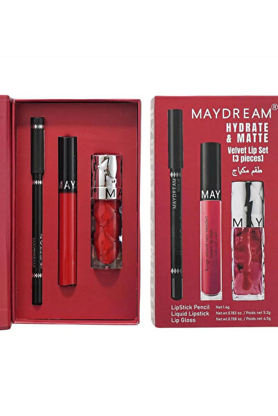 MAYDREAM Liquid lipstick set + lip liner + lip balm