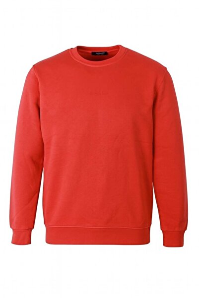 trender O Neck 3 Thread Ribbed Red Men's Sweatshirt 5012