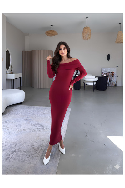 sole stories Women's Madonna Collar Slim Fit Midi Dress