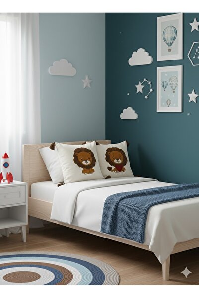 SİMEREV HALI HOME CONSEPT Punch Nakışlı 2 Adet Krem Kumaş Püsküllü Dokuma Kırlent Kılıfı Modern Desen Yastık Kılıf